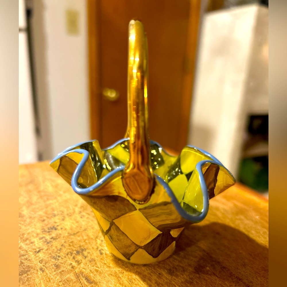 MacKenzie Childs miniature basket. Hand Painted.